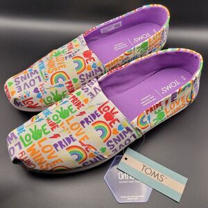 NWT Toms Shoes Womens 8 Belmont Pride Slip On Multicolor, Comfort Foam Insoles
